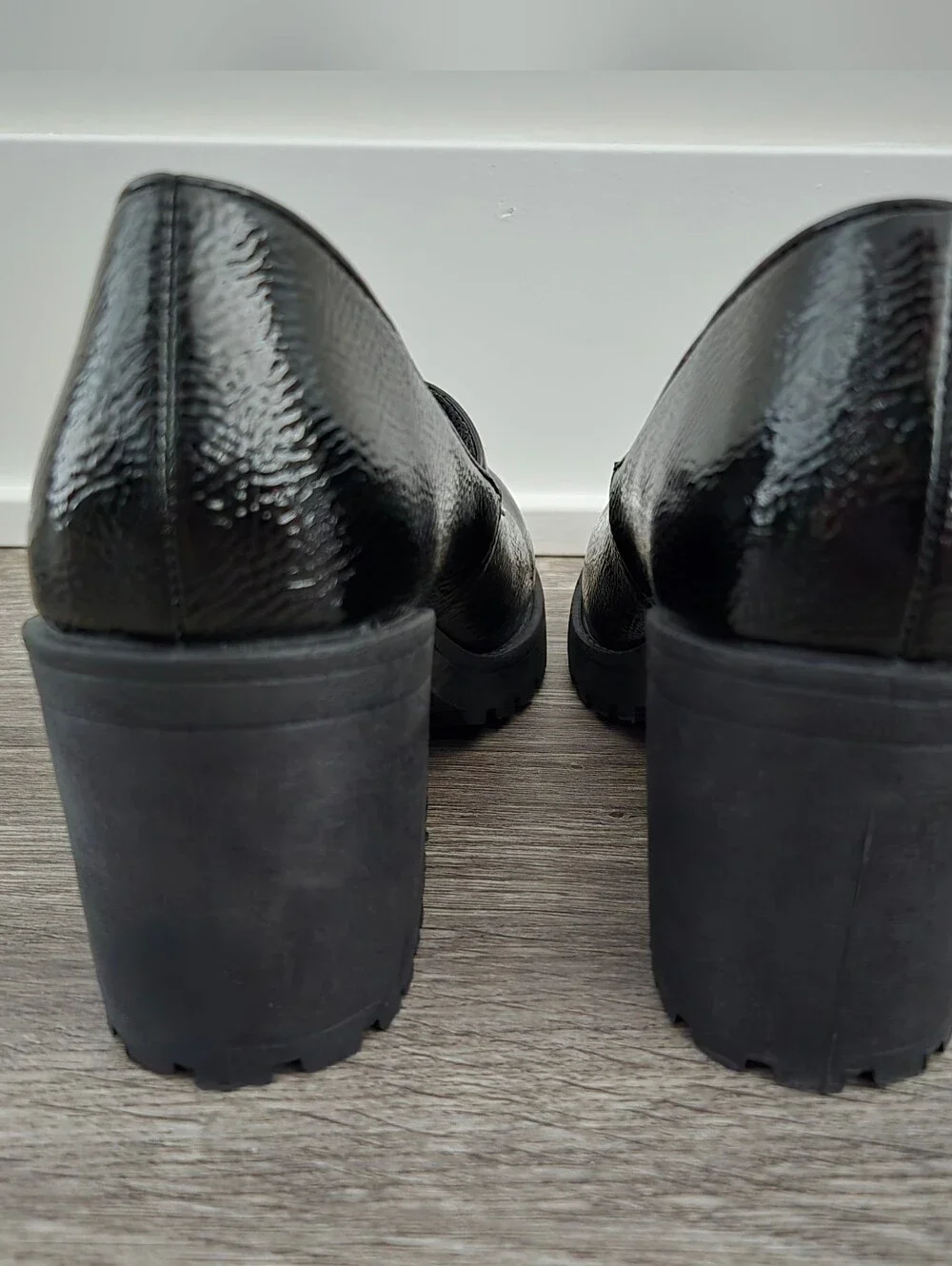 Black Patent Mary Jane Block Heel Pumps